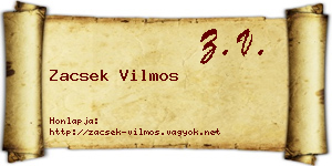 Zacsek Vilmos névjegykártya